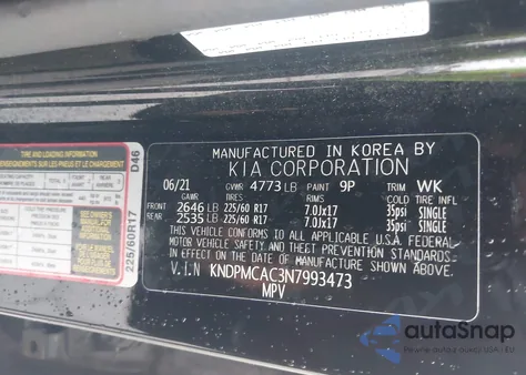 2022 Kia Sportage Lx z USA, uszkodzony, nr VIN KNDPMCAC3N7993473